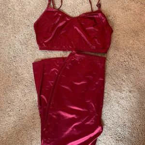 NWOT Red silk pj set